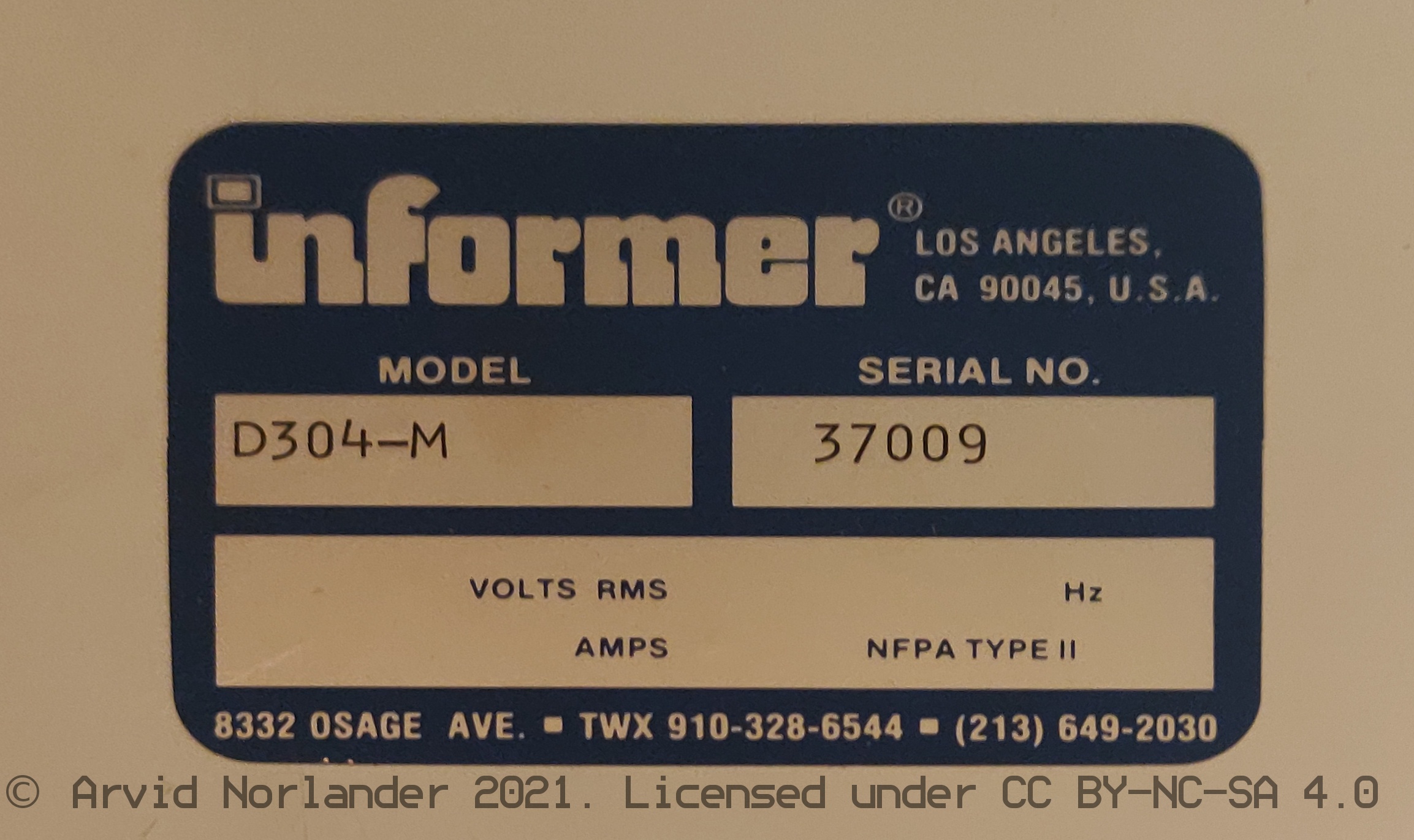 Informer D304 Terminal - Monitor Label