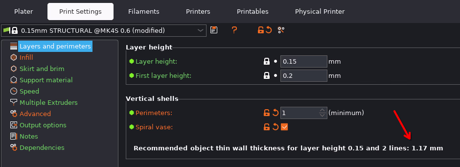 Value in PrusaSlicer