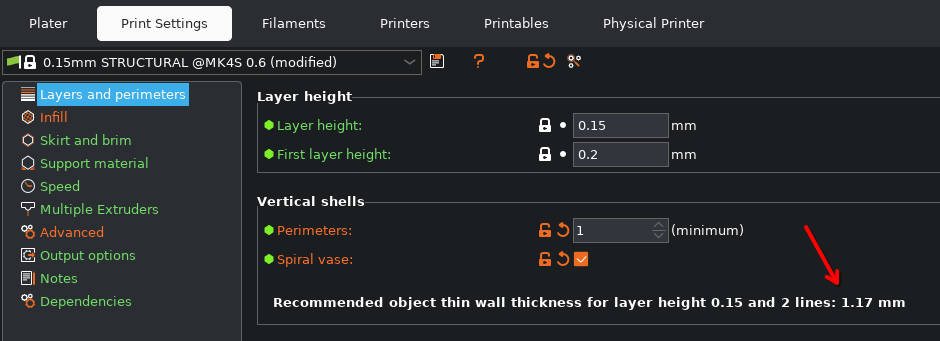 Value in PrusaSlicer
