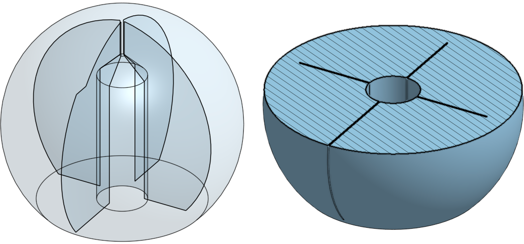Sphere on stick CAD with slits