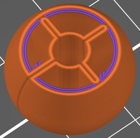 Sphere on stick in PrusaSlicer with additional extrusions