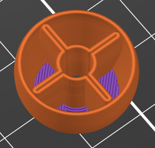 Sphere on stick with no slit from outside to inside
